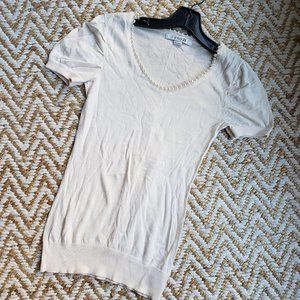 Forever 21 Cream Pearl Top Shirt Size SMALL